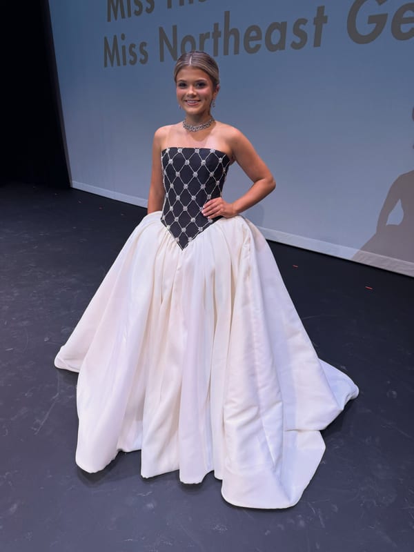 Caroline in an elegant gown at the Miss Northeast Georgia pageant